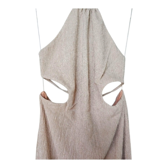 Rumer the Label Willow Cut Out Maxi Dress in Gold Sleeveless Halter Sheath - Picture 7 of 14